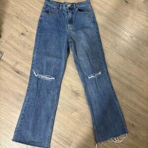 Emory Park High Rise Flare Jeans Ripped Sz 2